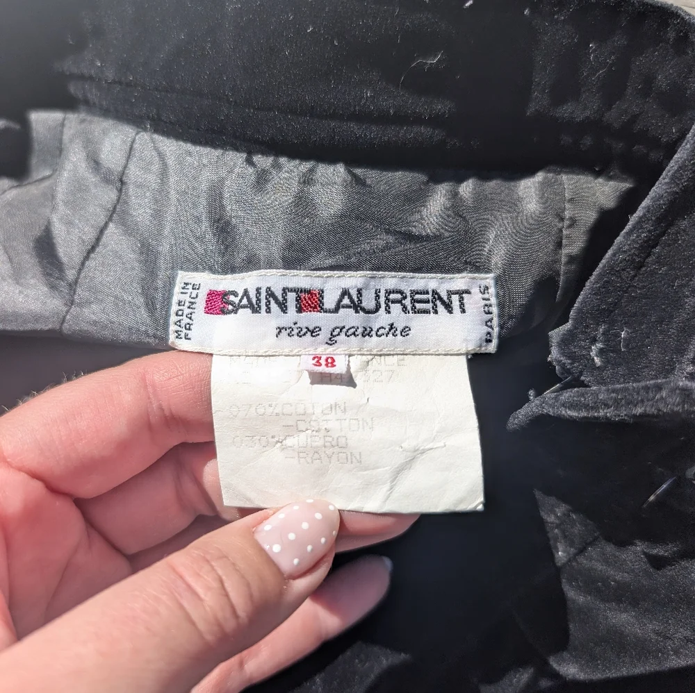Saint Laurent Skirt Size 6 38 Rive Gauche Black Velvet Pencil Vintage Lined - Picture 6 of 10